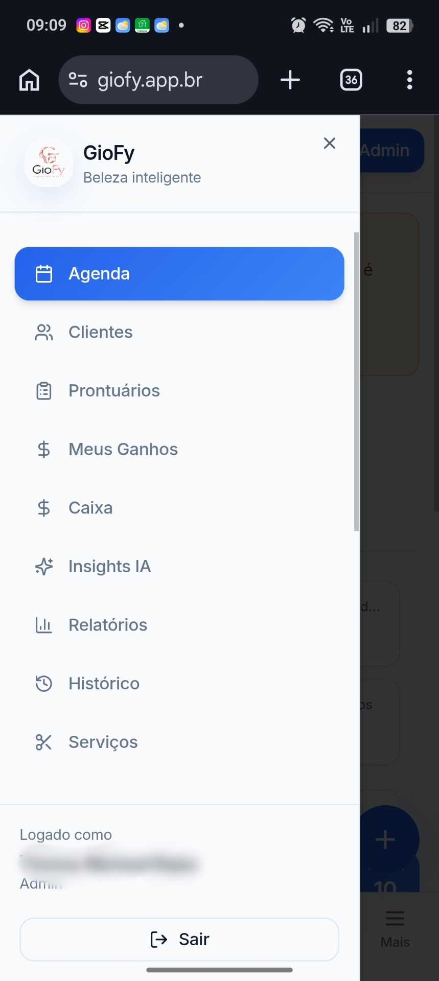 Sistema para barbearia — menu e recursos GioFy
